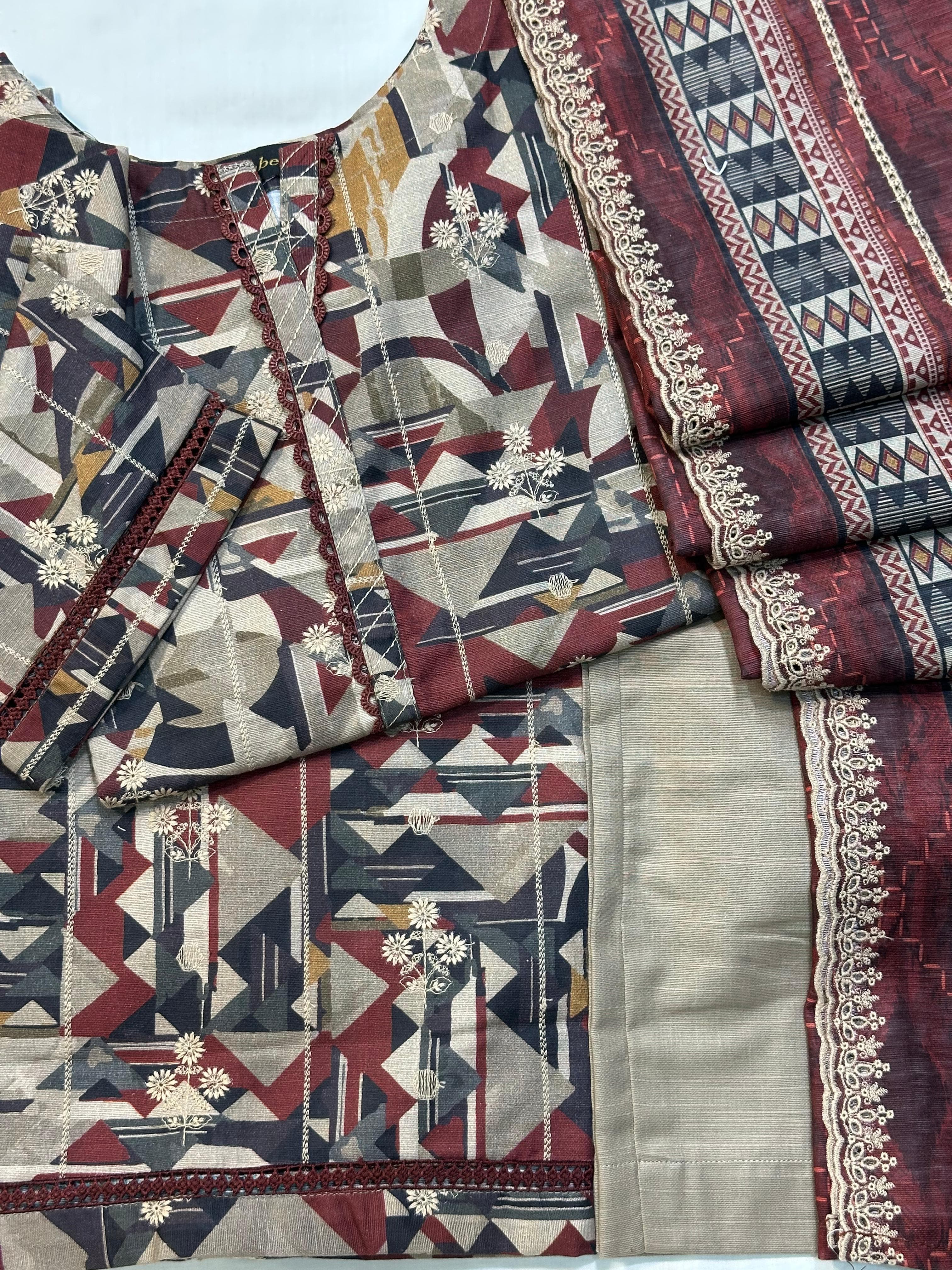 DHAGAKARI EMBROIDERED KHADDAR 3 PIECE COLLECTION