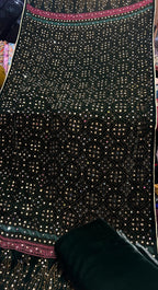 Superior Quality Micro Velvet Chundri Print Shawl with Handwork & Plain Velvet Suit – 3 Piece