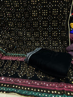 Superior Quality Micro Velvet Chundri Print Shawl with Handwork & Plain Velvet Suit – 3 Piece