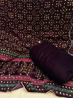 Superior Quality Micro Velvet Chundri Print Shawl with Handwork & Plain Velvet Suit – 3 Piece