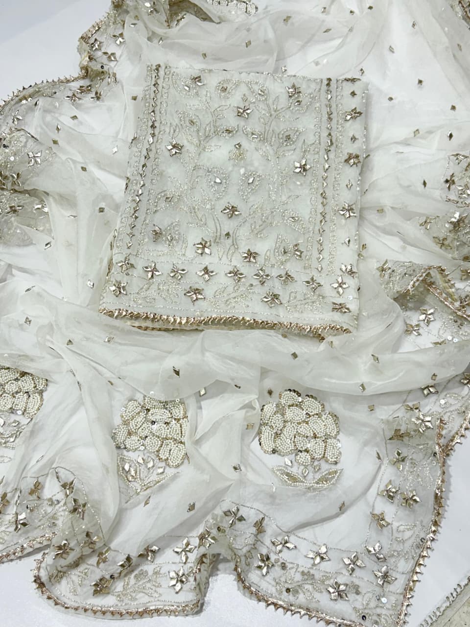 Hand Made Beautiful Gotta Pearl Work Suits