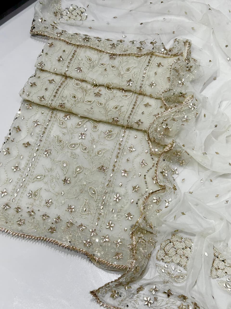 Hand Made Beautiful Gotta Pearl Work Suits