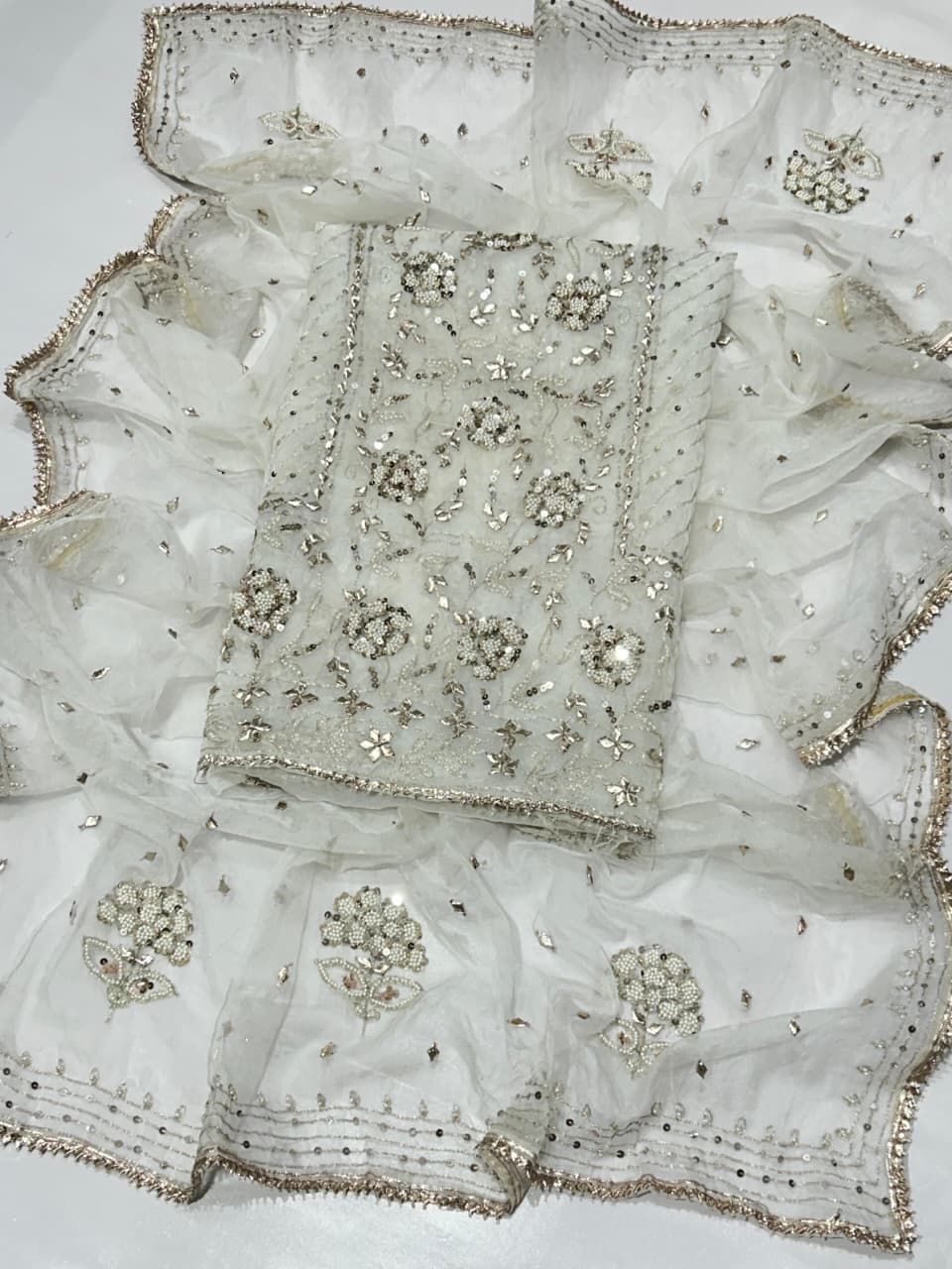 Hand Made Beautiful Gotta Pearl Work Suits