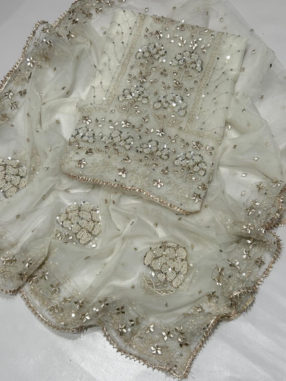 Hand Made Beautiful Gotta Pearl Work Suits