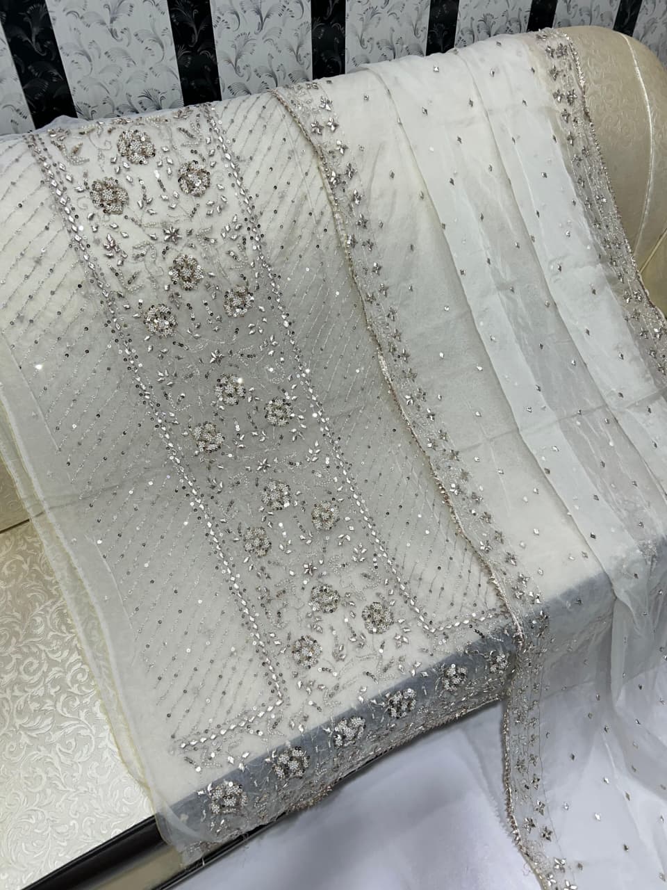 Hand Made Beautiful Gotta Pearl Work Suits