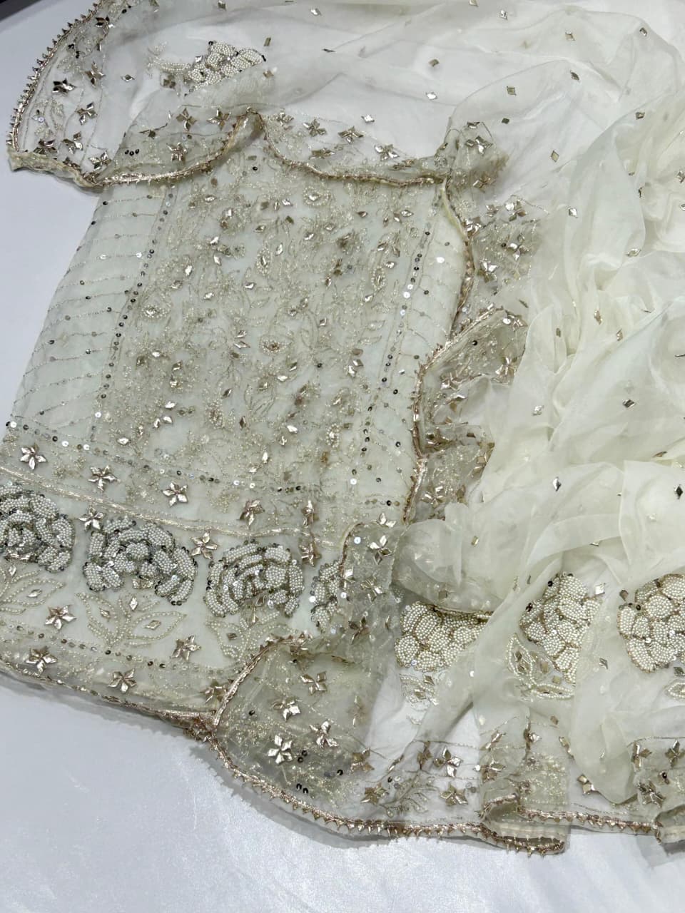 Hand Made Beautiful Gotta Pearl Work Suits