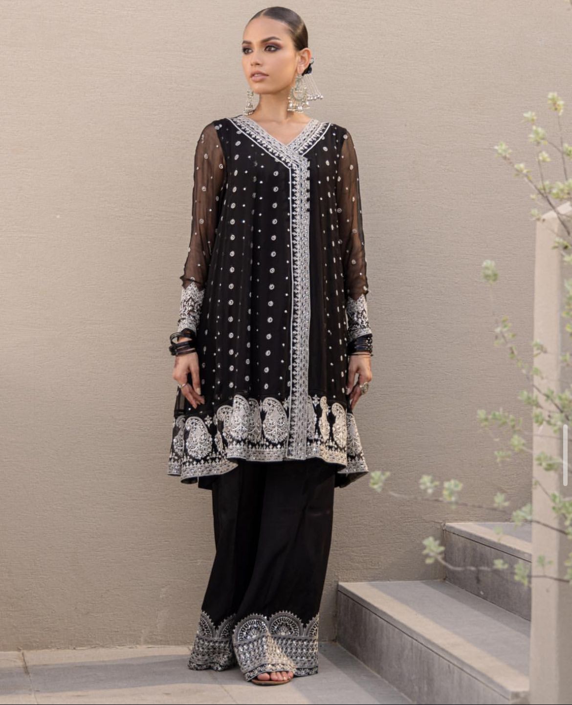 New Arrival Chiffon Fully Embroidered Andrakha Style