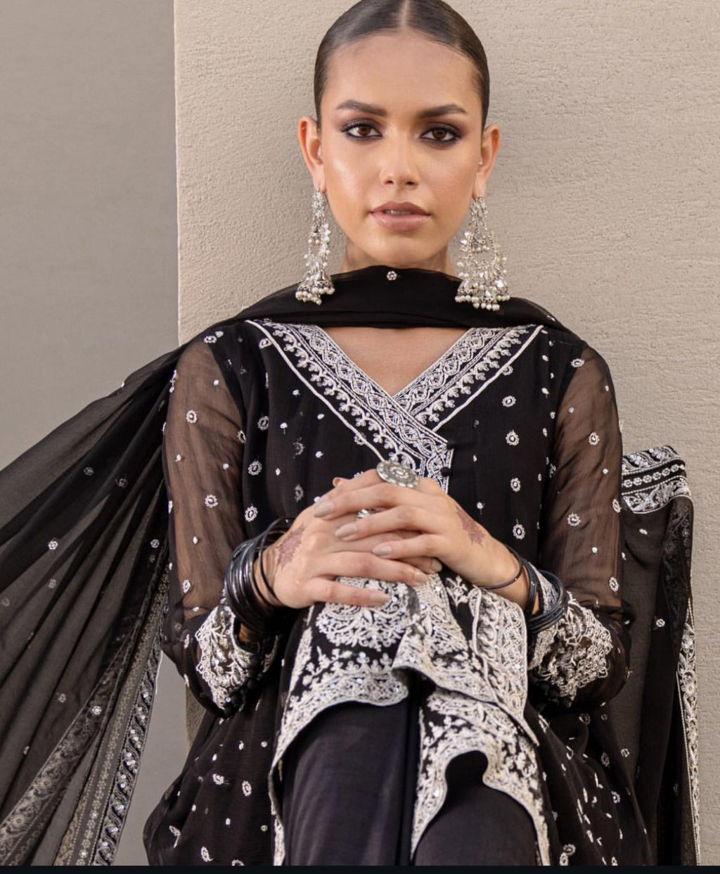 New Arrival Chiffon Fully Embroidered Andrakha Style