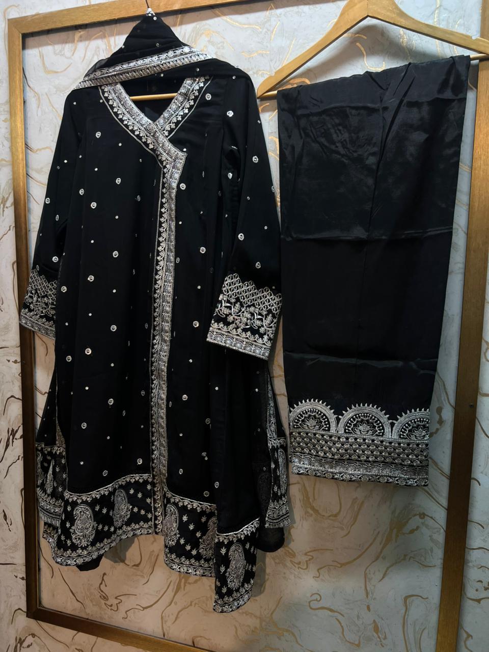 New Arrival Chiffon Fully Embroidered Andrakha Style