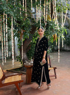 Micro 9k Velvet Tilla Embroidered Shirt with Full Thread & Sequence Work