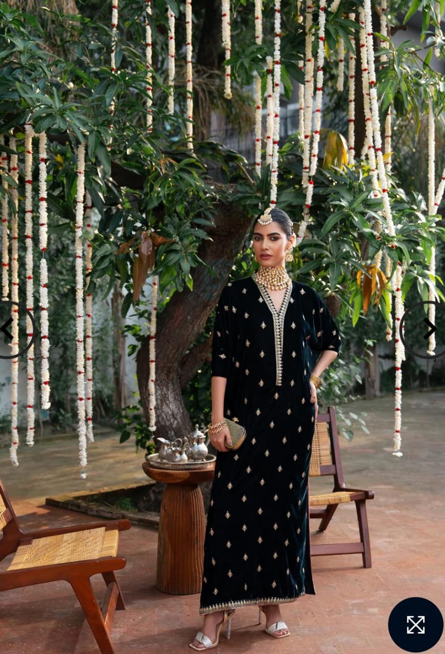 Micro 9k Velvet Tilla Embroidered Shirt with Full Thread & Sequence Work