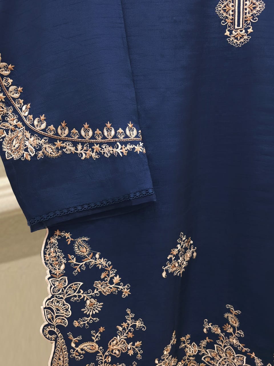 Pure Korean Silk Embroidered Suit 2 Piece