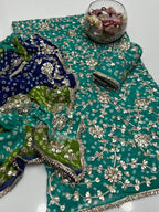 Handmade Chunri Gotta Work Soft Chiffon Full Jaal Shirt with 4-Border Dupatta – 2PC Suit