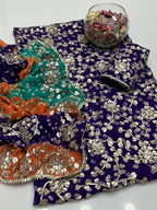 Handmade Chunri Gotta Work Soft Chiffon Full Jaal Shirt with 4-Border Dupatta – 2PC Suit