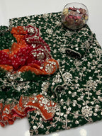 Handmade Chunri Gotta Work Soft Chiffon Full Jaal Shirt with 4-Border Dupatta – 2PC Suit