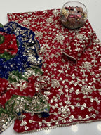 Handmade Chunri Gotta Work Soft Chiffon Full Jaal Shirt with 4-Border Dupatta – 2PC Suit