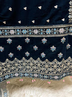 11k Micro Velvet Fully Handmade Shirt with Tilla & Sequin Embroidery, Silk Trouser & Organza Embroidered Dupatta – 3PC