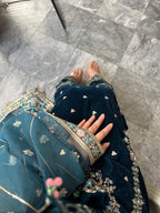 11k Micro Velvet Fully Handmade Shirt with Tilla & Sequin Embroidery, Silk Trouser & Organza Embroidered Dupatta – 3PC