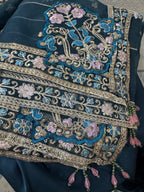 11k Micro Velvet Fully Handmade Shirt with Tilla & Sequin Embroidery, Silk Trouser & Organza Embroidered Dupatta – 3PC