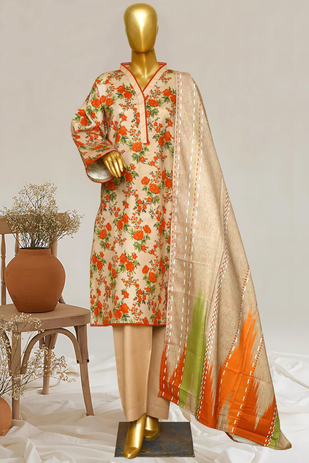 Baad e Saba Winter Patels Khaddar 3-Pc Stitched