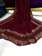 Superior Quality Micro Antique Stone Velvet Shawls With Plain 5 Yard Velvet Suit 3 Pcs