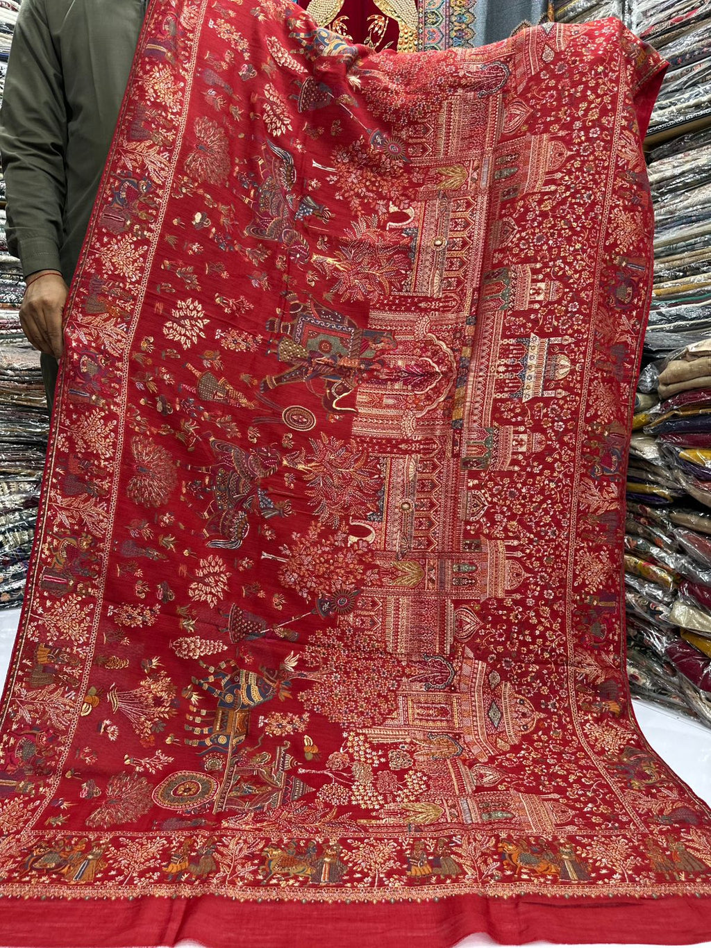 Pure Pashmina Kani Zari Mughalia Design Full Size Shawls