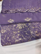 New Arrival Luxury Malai Crinkle Embroidered Shirt with Fine Cutwork Neckline & Trouser