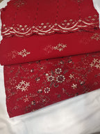 New Arrival Luxury Malai Crinkle Embroidered Shirt with Fine Cutwork Neckline & Trouser