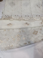 New Arrival Luxury Malai Crinkle Embroidered Shirt with Fine Cutwork Neckline & Trouser