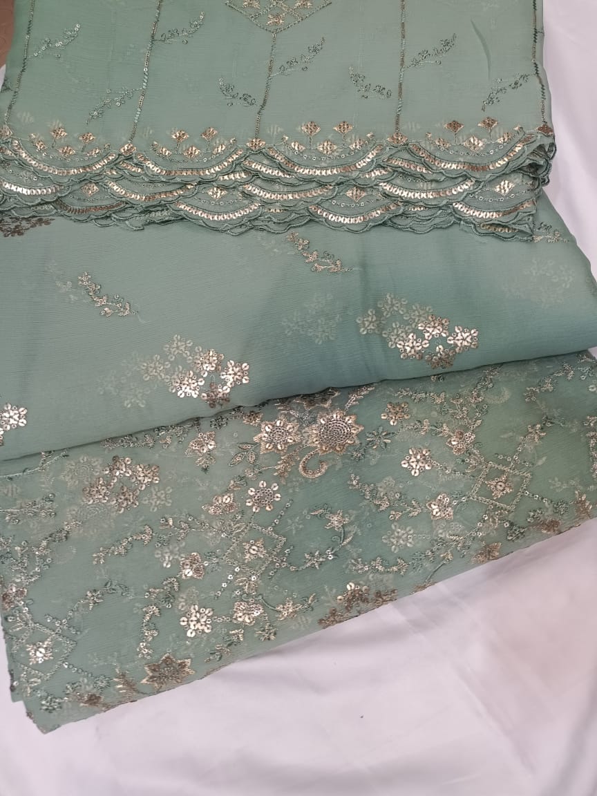 New Arrival Luxury Malai Crinkle Embroidered Shirt with Fine Cutwork Neckline & Trouser