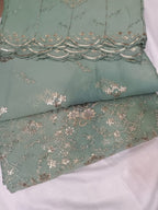 New Arrival Luxury Malai Crinkle Embroidered Shirt with Fine Cutwork Neckline & Trouser