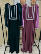 New Arrival Velvet Kaftan Embellished With Stone Laces
