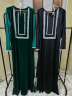 New Arrival Velvet Kaftan Embellished With Stone Laces