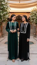 New Arrival Velvet Kaftan Embellished With Stone Laces