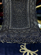 Chiffon Chundri Handwork Dupatta  With Plain Silk Suit  - 3 Pcs