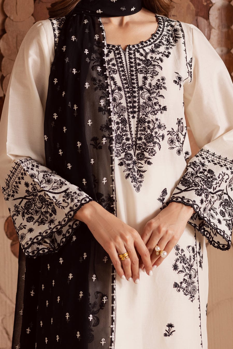 WHITE PEARL EMBROIDERED 3 Pcs