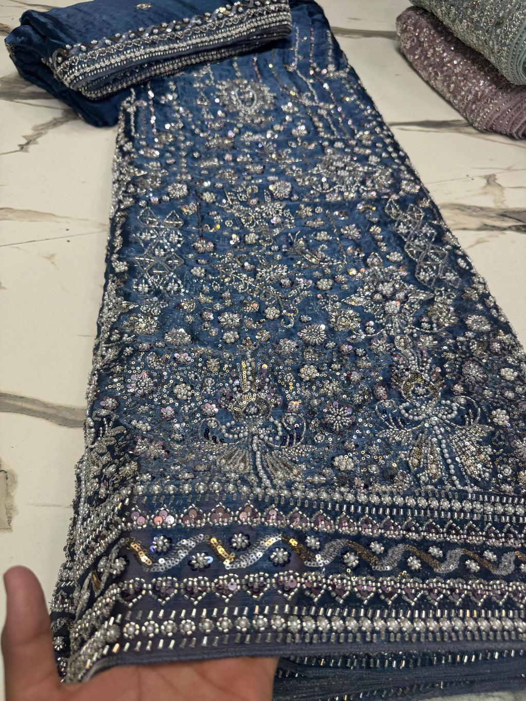 New Crystal Silk Cutdana 3 Pcs  Suit