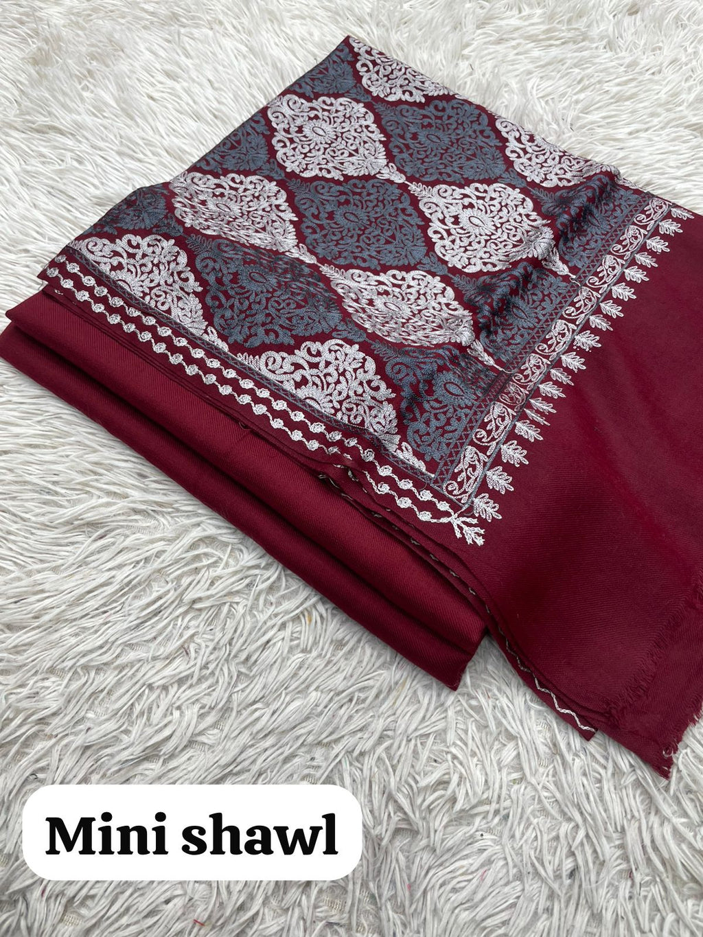 Pashmina 3 Pcs Suit With Embroidered Mini Shawl