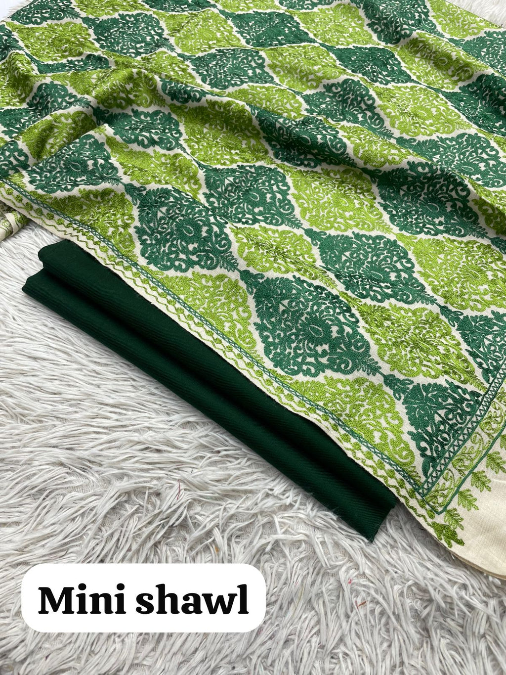 Pashmina 3 Pcs Suit With Embroidered Mini Shawl