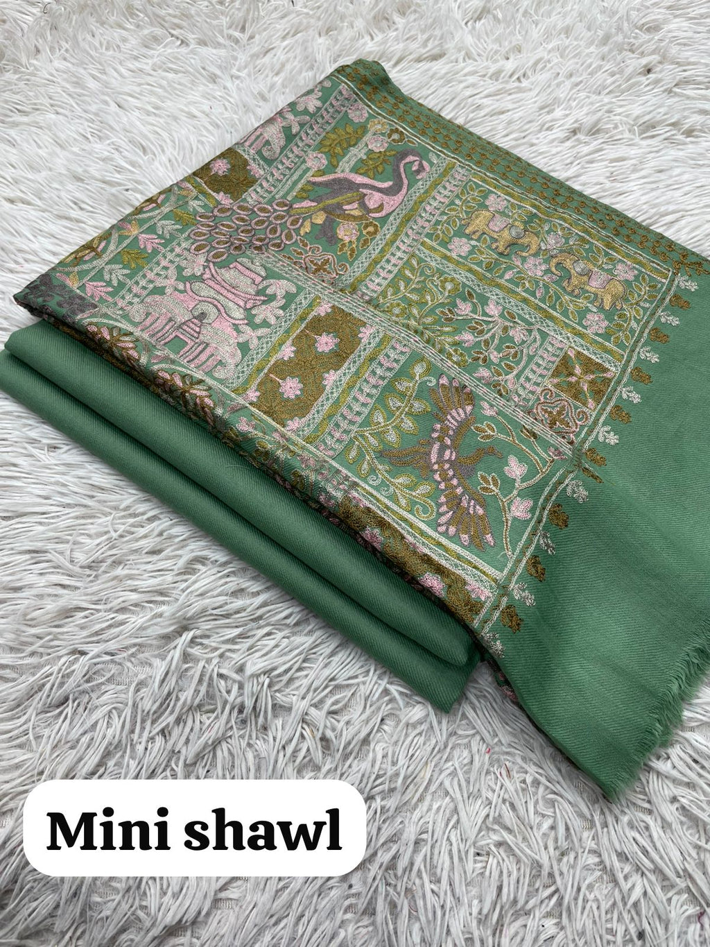 New Design Pashmina 3 Pcs Suit With Embroidered Mini Shawl