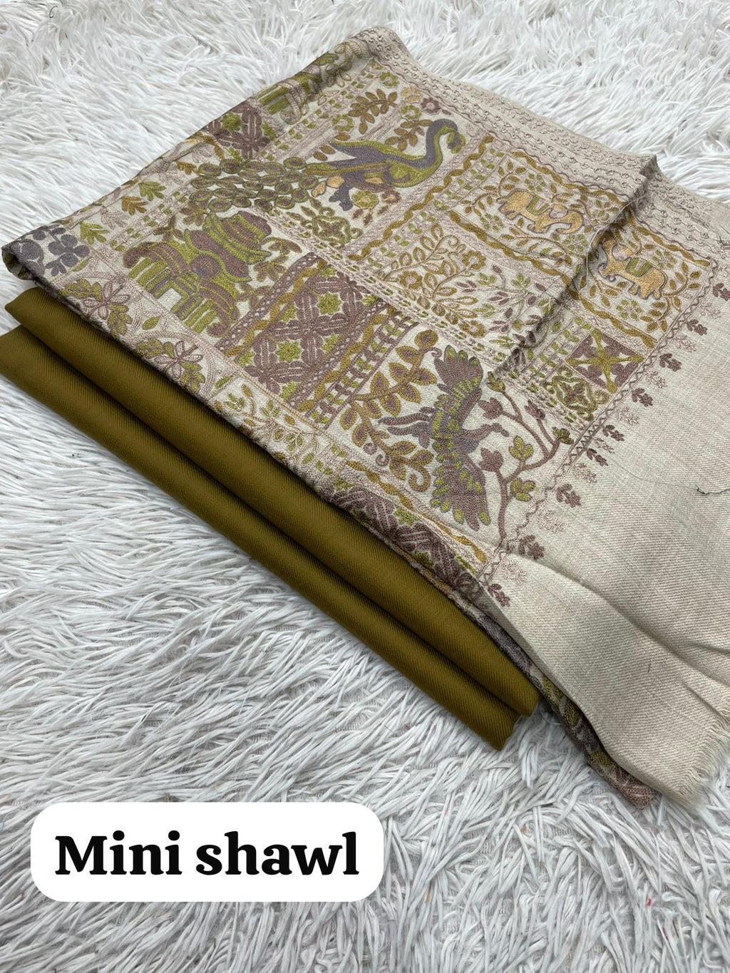 New Design Pashmina 3 Pcs Suit With Embroidered Mini Shawl