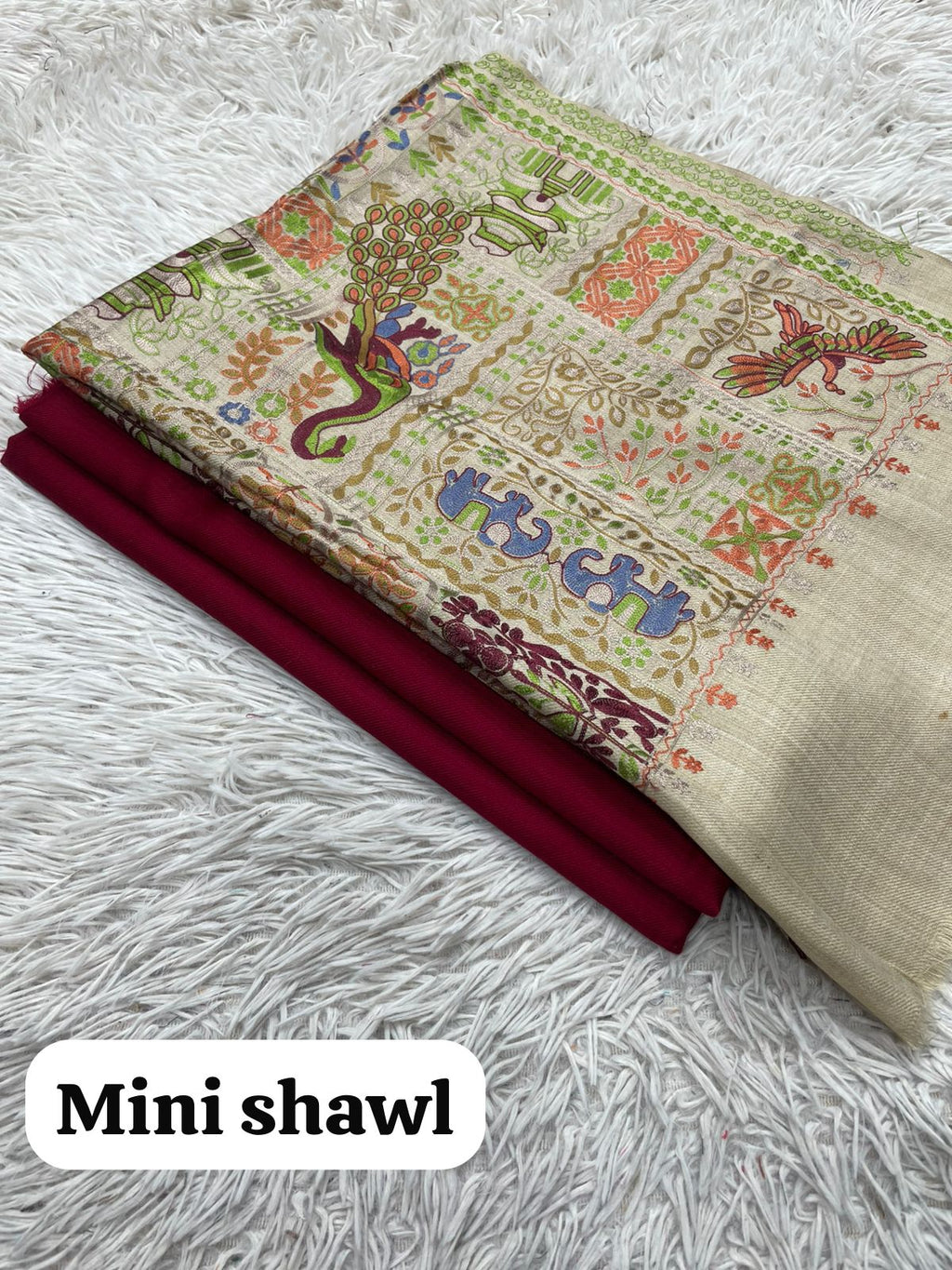 New Design Pashmina 3 Pcs Suit With Embroidered Mini Shawl