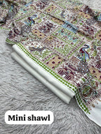 New Design Pashmina 3 Pcs Suit With Embroidered Mini Shawl