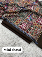 New Design Pashmina 3 Pcs Suit With Embroidered Mini Shawl