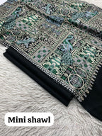 New Design Pashmina 3 Pcs Suit With Embroidered Mini Shawl