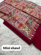 New Design Pashmina 3 Pcs Suit With Embroidered Mini Shawl