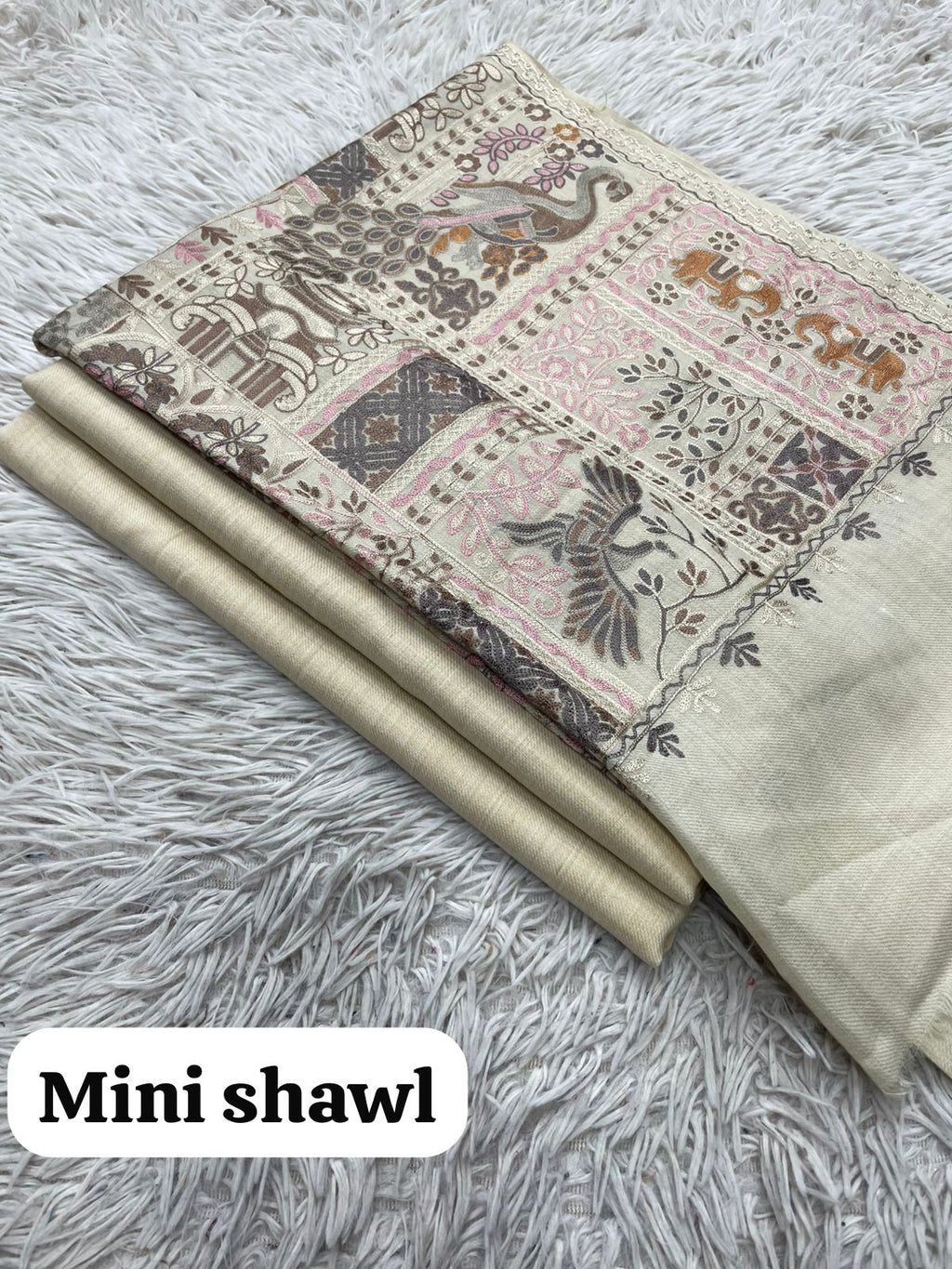 New Design Pashmina 3 Pcs Suit With Embroidered Mini Shawl