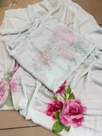 Soft Bhamber Chiffon Mukesh Work With Digital Floral Print Shirt  Dupatta 2 Pcs Dress