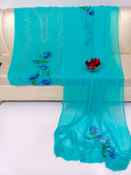 Soft Bhamber Chiffon Mukesh Work With Digital Floral Print Shirt  Dupatta 2 Pcs Dress