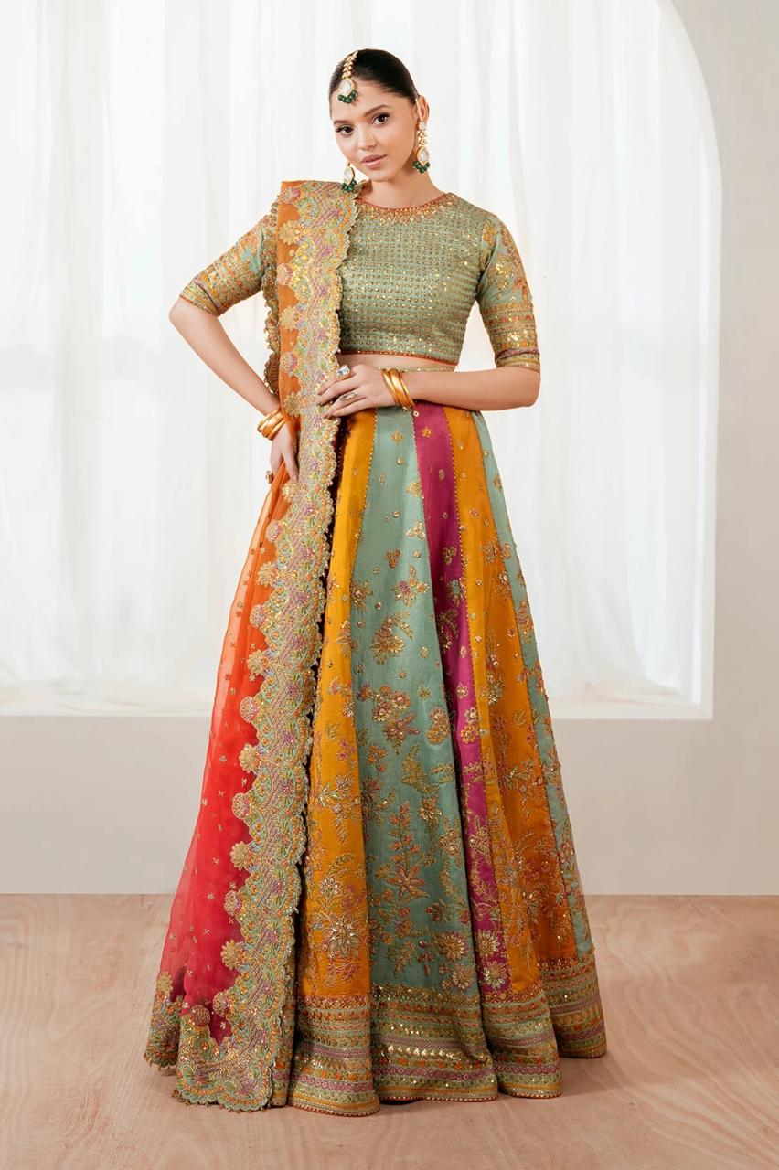 Baroque Luxury Formal Bridal  Wedding Collection- Special Lehenga Choli For Mehndi Events